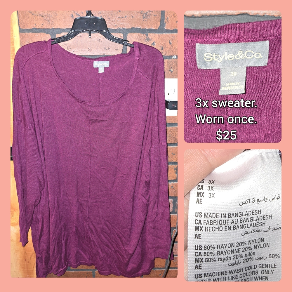Style & Co. Women's Plum Scoop Neck Sweater
